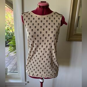 SKULL PRINT TANK TOP WITH STUDS